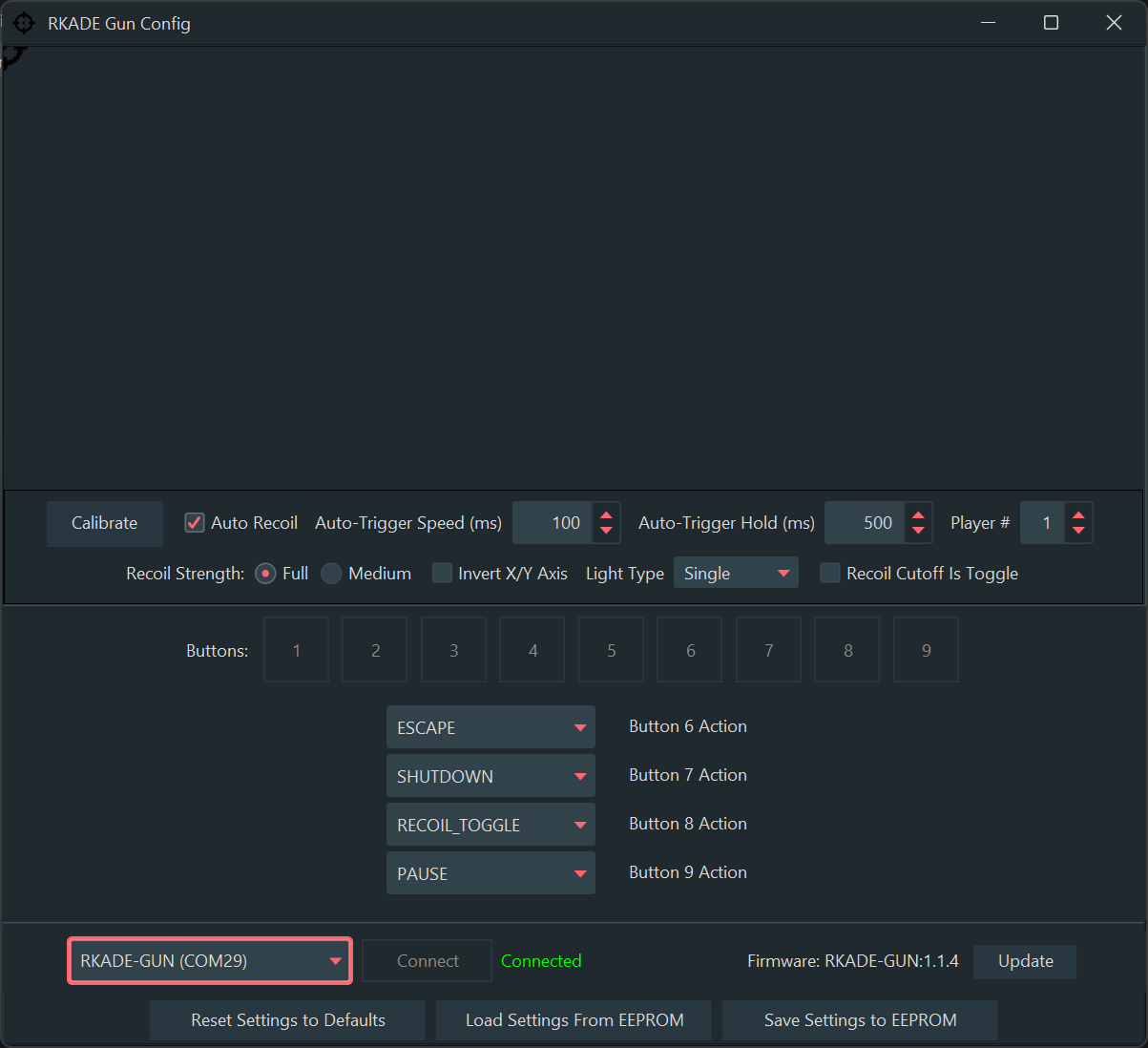 Fixed Arcade Gun Interface